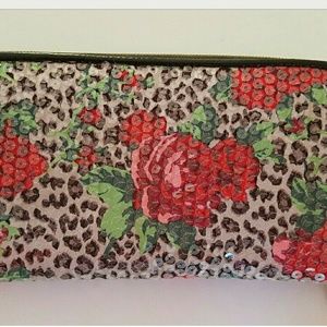 Betsey Johnson Bags - Betsey Johnson floral rose print sequin wallet Betsey Johnson Bags - Betsey Johnson floral rose print sequin wallet